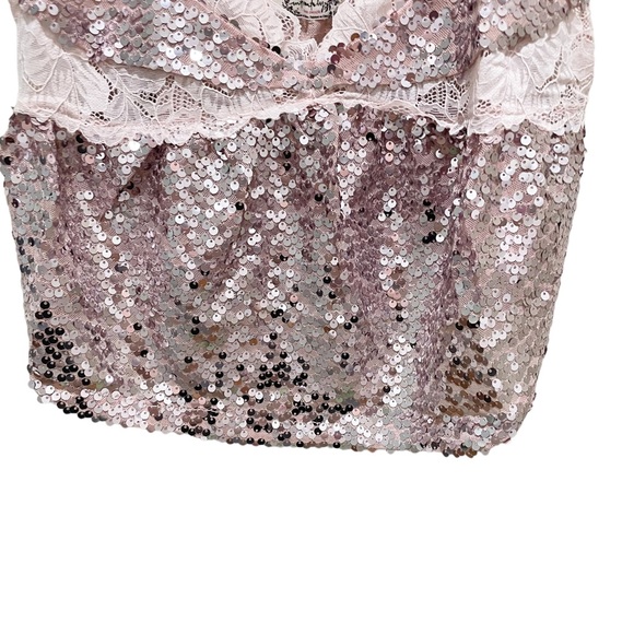 New Free People Right Rhythm Sequin Cami Champagne Pink Size Medium - Picture 8 of 10